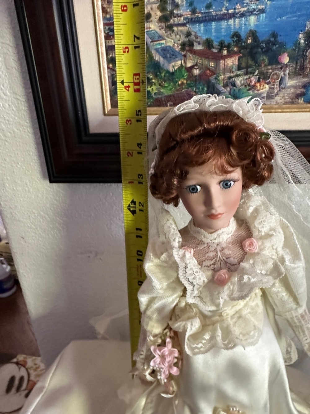 Porcelain Bride Doll in Cream Lace Wedding Gown - Picture 5 of 6